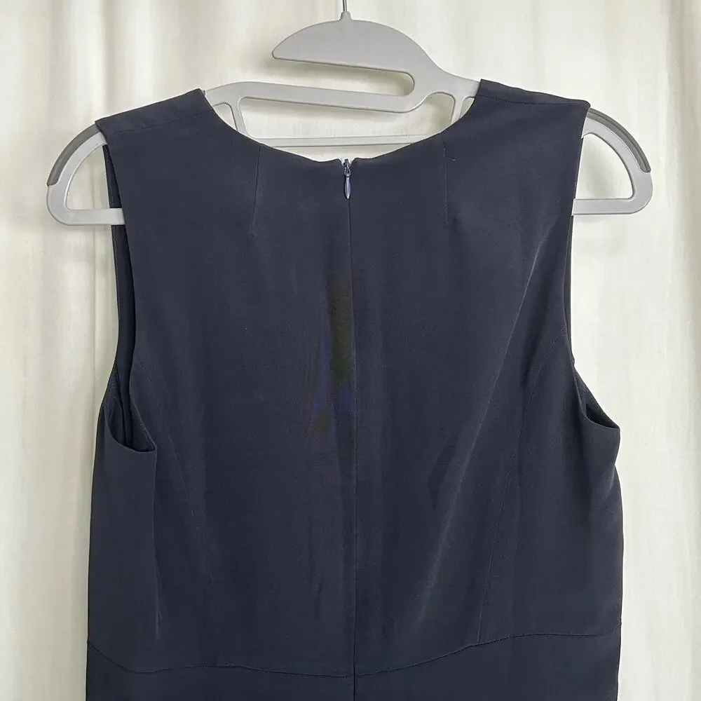 Lilysilk Navy Blue 100% Mulberry Silk Casual Career Sleeveless Dress NWT Size 4 - Picture 5 of 11